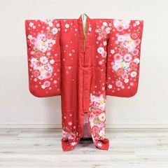 七五三 7歳 正絹 ちりめん 赤 アンティーク フルセット - メルカリ