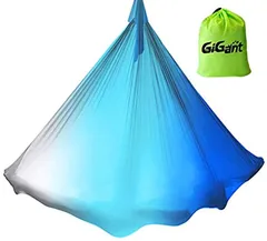 GiGant グラデーション エアリアルヨガ ハンモックヨガ 布 5ｍx2.8ｍ 単体 空中ヨガ 反重力 エクササイズ エアロ 1.グラデーションブルー系( グラデーションブルー系)