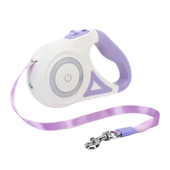 犬用 伸縮リード LED ライト付き 5m 引き込み式犬リード 巻き取りがスムーズで 強いナイロンテープ 一時停止 小型・中型・大型犬対応