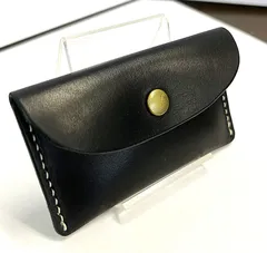 レザークラフト 名刺入れ カードケース コインケース　ブラック ステッチ  ライトベージュ