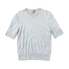 ☆EM0157 HERMES エンボスデザイン 半袖ニットシャツ Lサイズのサムネイル