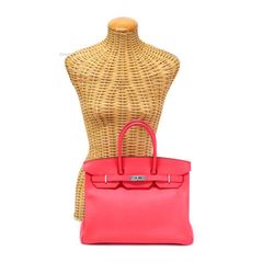 エルメス HERMES バーキン35 エプソン (レザー) SV金具 □P刻印 2012年 ハンドバッグ 手提げかばん レディース ローズジャイプール (ピンク) 美品 中古 mbc05010