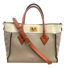LOUIS VUITTON ルイ ヴィトン オンマイサイド MM ハンドバッグ M53825 カーフレザー ガレ ゴールド金具 モノグラム タフタージュ 2WAY トートバッグ ショルダーバッグ ♯0203010295