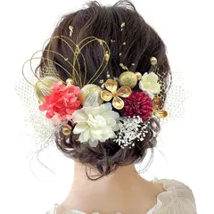 【Baramoly】 髪飾り 成人式 金箔 振袖 前撮リ ドライフラワー 卒業式 ダリア アンティ一クベリ一 ピンポンマム 和玉 アンティ一クベリ一 かすみ草 水引 造花 入学式 豪華 着物 可愛い ヘアアクセサリー ヒナギク 和装小物 9色