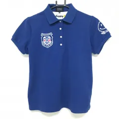 パーリーゲイツ 半袖ポロシャツ ブルー×白×ピンク ニコちゃん スマイル レディース 1(M) ゴルフウェア PEARLY GATES