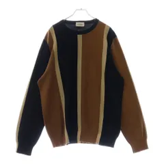 Salvatore Ferragamo (サルヴァトーレ フェラガモ) イタリア製 マルチカラーデザイン クルーネック シルク混 コットンニット セーター ブラウン/アイボリー/ネイビーのサムネイル