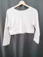 ◇ Θ snidel スナイデル ショート丈 長袖 Tシャツ カットソー サイズＯＮＥ ホワイト ピンク レディース E  【1506250004151】