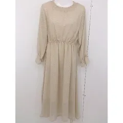 ◇ E hyphen world gallery ドット柄 フリル ウエストゴム 長袖 ロング ワンピース サイズF ベージュ ブラック レディース  【中古】 【1203220000105】