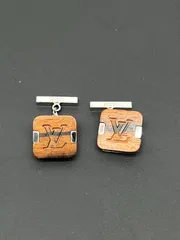 ★ Louis Vuitton カフスボタン２とタイバー２ 豪華絢爛４点セット カフス カフスボタン カフリンクス 四角 人造宝石 シルバー カフ