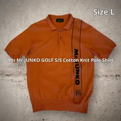 90s Mr.JUNKO GOLF S/S Cotton Knit Polo Shirt ミスタージュンコゴルフ S/Sコットンニットポロシャツ 半袖 オレンジ Lサイズ