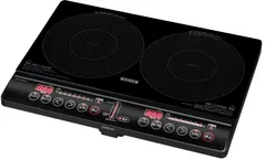【人気商品】[山善] 2口 IHコンロ IHクッキングヒーター 1400W IH調理器 工事不要 (幅56cmタイプ) 煮込みモード搭載 静音設計 ブラック YEM-W1456(B)