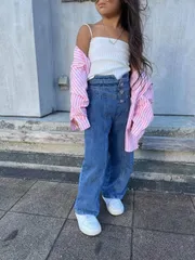 ハイウエストデニムパンツ(ブラック)