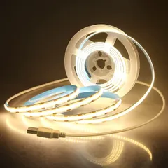 【特価セール】ALITOVE COB テープライトUSB ledテープ 5V 2M 320Leds/M 3000K電球色 フレキシブル 高密度 LEDテープライトCRI85+ FCOB COB LEDストリップライト 切断可能 取付簡単 非防水 イルミネーショ