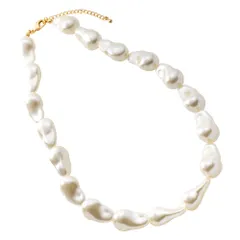 【ゴールド×ワンサイズ】[Cream dot. クリームドット公式] ネックレス レディース  金属アレルギー ニッケルフリー バロックパール風 大ぶり ショート パール いびつ 変形 大人 結婚式 二次会 同窓会 お呼ばれ 普段使い パーティー 