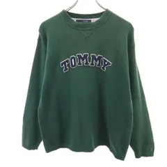 TOMMY HILFIGER トミーヒルフィガー 90s オールド 長袖 ニット XL 深緑 セーター レディース 古着