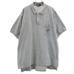 Polo by Ralph Lauren ポロバイラルフローレン USA製 ポロベア刺繍 半袖 ポロシャツ L グレー 鹿の子 メンズ 古着