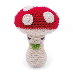 MyuM かぎ針編み ラトル がらがら きのこ オーガニックコットン 赤ちゃんに安心 おままごとにも ミューム