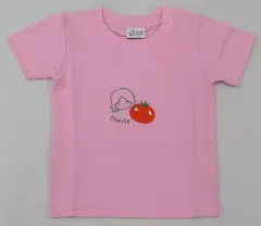 【中古】Tシャツ トミー(水溜りボンド) トミー×野菜コラボ キッズTシャツ ピンク 80サイズ