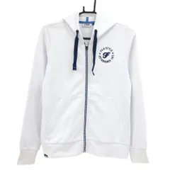 【新品】フィラゴルフ ジップパーカー 白×ネイビー ロゴ刺しゅう 保温 ジャケット レディース M ゴルフウェア FILA GOLF