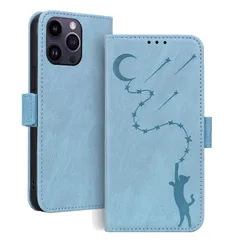 iPhone 15 pro max ケース いphone15pro max ケース アイフォン 15 プロマックス ケース 手帳型 スタンド機能 マグネット カード収納 ONETHEFUL iphone15 pro max ケース 流れ星と月猫柄