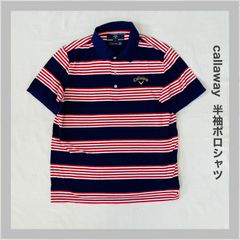 Callaway　キャロウェイ　GOLF　ゴルフ　スポーツ　ロゴ刺繡　半袖　半袖ポロ　夏物　薄手シャツ　ゴルフウェア　薄手　軽量　ボーダー　メンズ　L
