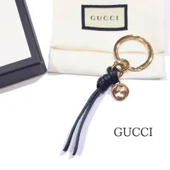 GUCCI グッチ キーホルダー キーリング チャーム インターロッキングG ダブルG 324403 ブラック ライトゴールド
