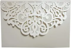 C-POSH メッセージカード グリーティングカード レーザーカット ポケット付き 三つ折り レース風 封筒 白紙カード付き パール(パールホワイト)