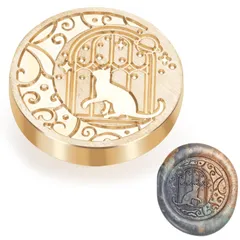 【新着商品】手紙 交換真鍮銅頭 丸 印鑑 月 封筒 星 専用ヘッド 紋章 立体 ハロウィン 3d 復古風 猫 洋式 シーリングワックス 結婚式 ミニ 4mm厚い DIY用 ヘッド ワンポイント シーリングスタンプ 25mm（月下の猫） ANZOBEN