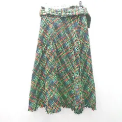 ◇ ◎ ⊇ ZARA WOMAN ザラ ウーマン チェック柄 膝下丈 フレア スカート サイズXS グリーン系 レディース E  【1504240025148】