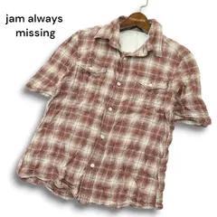 WHEREABOUTS ウェアラバウツ 春夏 シワ加工★ 半袖 ワーク チェック シャツ Sz.S位　メンズ 日本製のサムネイル