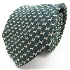 ポロ ブランド ネクタイ シルク 総柄 動物柄 小紋柄 PO メンズ グリーン POLO 【中古】