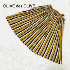 【OLIVE des OLIVE】オリーブデオリーブ ストライプ ロング プリーツ フレア スカート サイズM