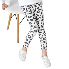 送料無料 H. 白ヒョウ レギンス 九分丈 韓国子供服 美脚ストレッチ かわいい 女の子 ガールズ キッズ 夏 スポーツ 100cm 120cm 130cm 140cm 150cm