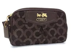 ■美品■ COACH コーチ オプアート ポーチ 小物入れ マルチケース レディース ブラウン系 DJ0954