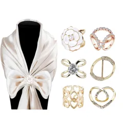 [RICISUNG] スカーフリング スカーフ留め (6種6個入) ラインストーン 女性 人気 スカーフ リング 滑らか かわいい 上品 シルク クリップ 結婚式 母の日 卒業式 誕生日 入学式 プレゼント 母へのプレゼント ゴールド