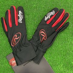 25％引 ローリングス ストレッチニット手袋 ブラック×レッド 大人用 EAC12F01 新品