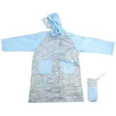 ☆ 小花/サックス ☆ 110cm ☆ ATTAIN 女児 レインコート レインコート キッズ オシャレ ランドセル対応 女の子 レイン コート 子供 子ども ランドセル リュック フード付き 女子 女児 反射材 リフレクター 配色 切り替え