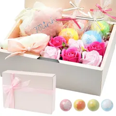 Un usual-store 入浴剤 ギフト セット バス フラワー プレゼント BOX 誕生日 結婚祝い お風呂用 保温 リラックス ミニローズ ソープフラワー 女性 母の日 記念日 還暦祝い (パターン①) [パターン①]