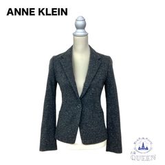 ☆美品☆ ANNE KLEIN アンクライン テーラードジャケット フォーマル シンプルデザイン レディース グレー 7 羊毛 絹 v-98 送料無料