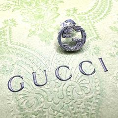 GUCCI グッチ ピアス インターロッキング アラベスク GG ロゴ 燻し 片耳用 キャッチあり