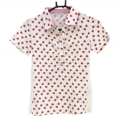 ★値下げ★ビバハート 半袖ポロシャツ 白×ピンク ハート柄 サイド切替  レディース 40(M) ゴルフウェア VIVA HEART