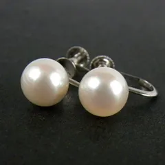本真珠 イヤリング 7mm パール ホワイトゴールド 一粒 K14WG ネジ式 冠婚葬祭 入学式 入園式 卒業式 卒園式 結婚式 フォーマル ジュエリー【中古】【ネコポス配送】