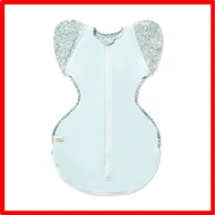 【匿名配送】花柄・ブルー_Medium 【助産師さん推奨】[ねくるみ] 赤ちゃんもママも安心して寝れるおくるみ スワドル 夜泣き おくるみ (花柄・ブルー, M