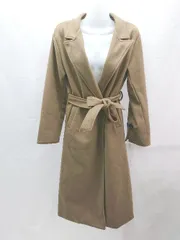 ◇ emi+ エミプラス 起毛 裏地 ダブルボタン Vネック シンプル 秋冬物 長袖 コート サイズS ブラウン系 レディース E  【1304120020207】