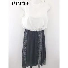 ◇ Simplicite ノースリーブ ウエストゴム 切替 総柄 膝下丈 ワンピース ホワイト ブラック レディース  【中古】 【1111220015138】