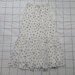 ◇ ⊂ COMME CA ISM コムサイズム 柄入り 膝下丈 プリーツ スカート サイズ表記なし ホワイト系 レディース E  【1508250003691】