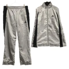 アディダス ロゴ刺繍 トレーニングウェア 上下 セットアップ L シルバー×ブラック adidas メンズ