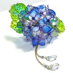 雨垂れミニ紫陽花のかんざし【淡いバイオレット×青色】