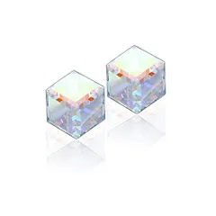 ピアス -魔法と神秘的なオーロラのボーレアス光沢のあるスワロフスキーRクリスタルアイスキューブスタッドイヤリング925スターリングシルバー自然＆高アレルギーの女性、女の子＆十代の若者たちのための息をのむようなギフトボックス