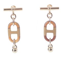 エルメス シュルメールPM シェーヌダンクル バッファローホーン ピアス イヤリング アクセサリー ゴールド【中古】